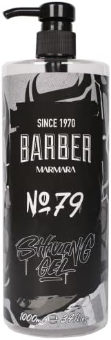BARBER MARMARA Men's Shaving Gel No. 79 - Men's Shaving Gel Transparent 1000 ml - Shaving Gel Men - Precise Shaving of Beard Contours - Does Not Foam - Cools the Skin - with Pump Dispenser
