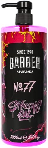 BARBER MARMARA Men's Shaving Gel No. 77 - Men's Shaving Gel Transparent 1000 ml - Shaving Gel Men - Precise Shaving of Beard Contours - Does Not Foam - Cools the Skin - with Pump Dispenser